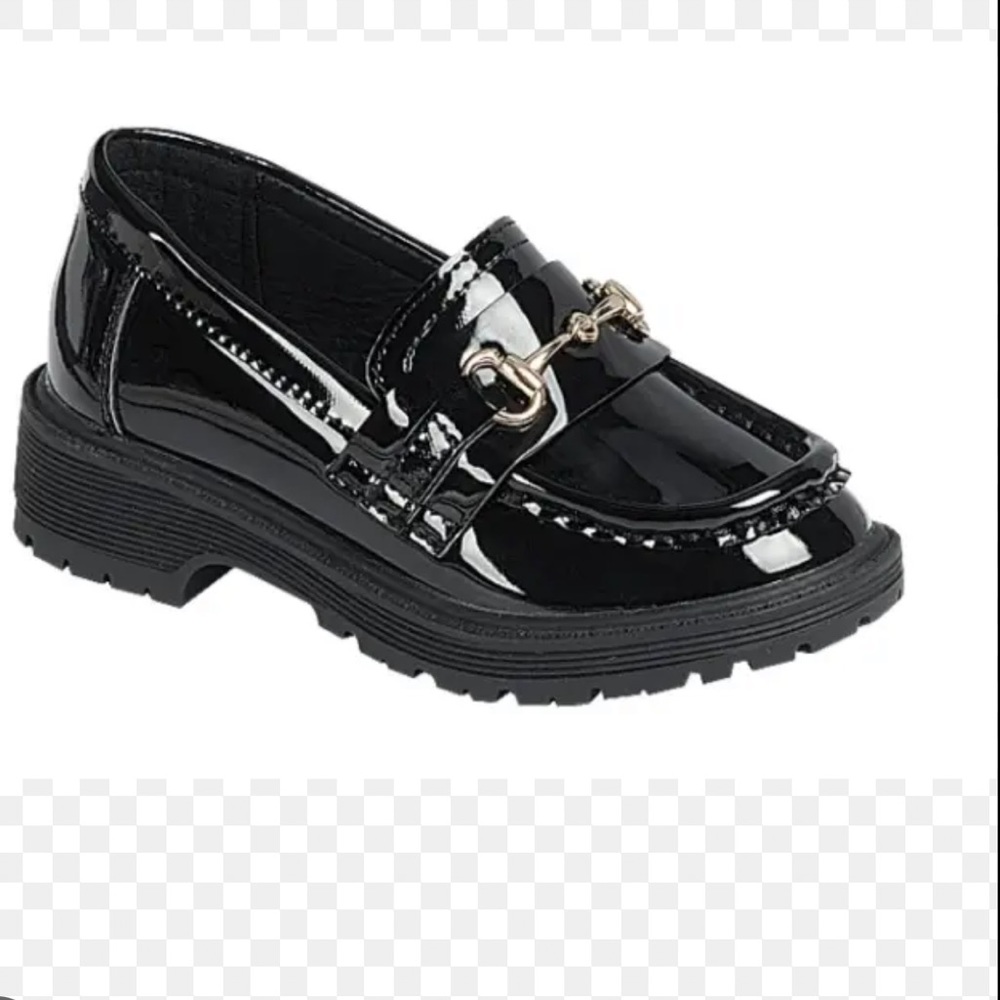 NWT BLACK PATENT CHUNKY LOAFERS
